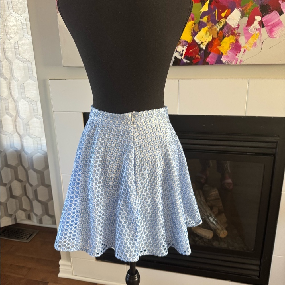 Beautiful Blue Pleated Skater Mini Skirt - Picture 2 of 7